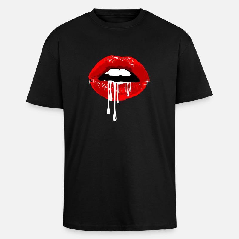webmylips - T-shirt unisexe oversize épais - noir