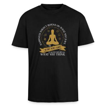 ZEN MEDITATION - T-shirt unisexe oversize épais - noir - Devant - Alina (178cm) & Michal (187cm)