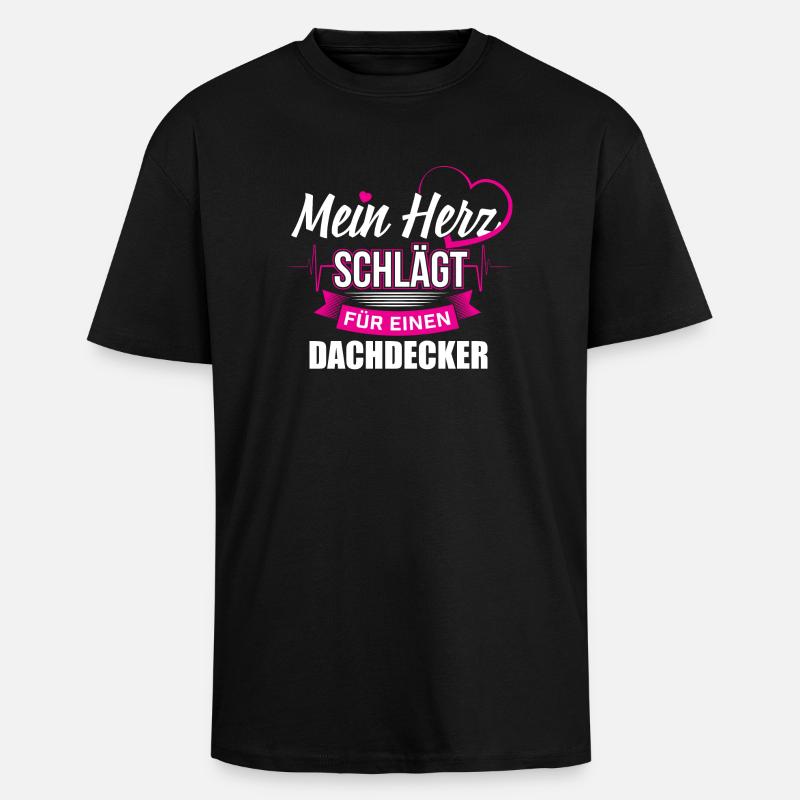 Dachdecker Zimmermann Herz - Oversized Heavyweight Unisex T-Shirt - Schwarz