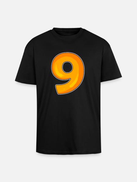 Number 9 - Nine - 9 Motif - Unisex Oversized Heavyweight T-shirt - black