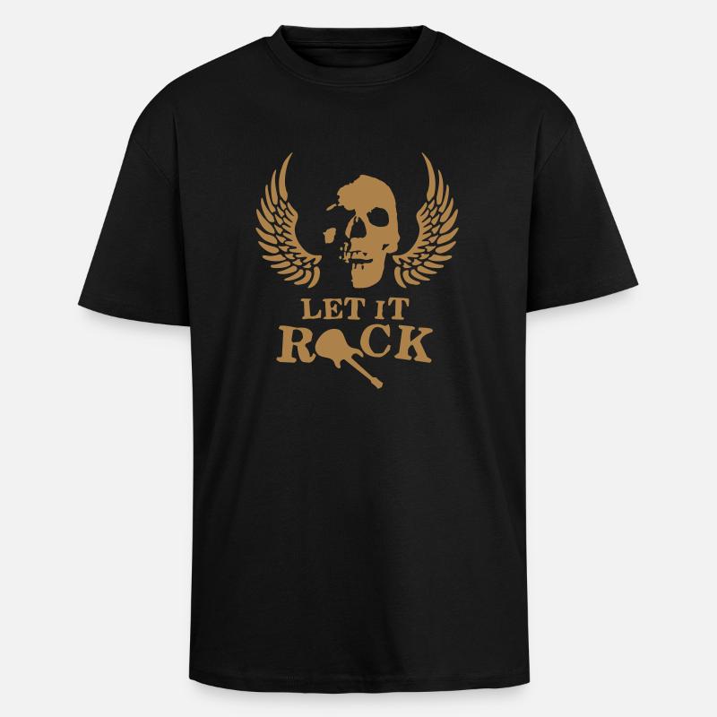 rock__roll_wing_skull_112013_c_1c - Unisex Oversized Heavyweight T-shirt - black