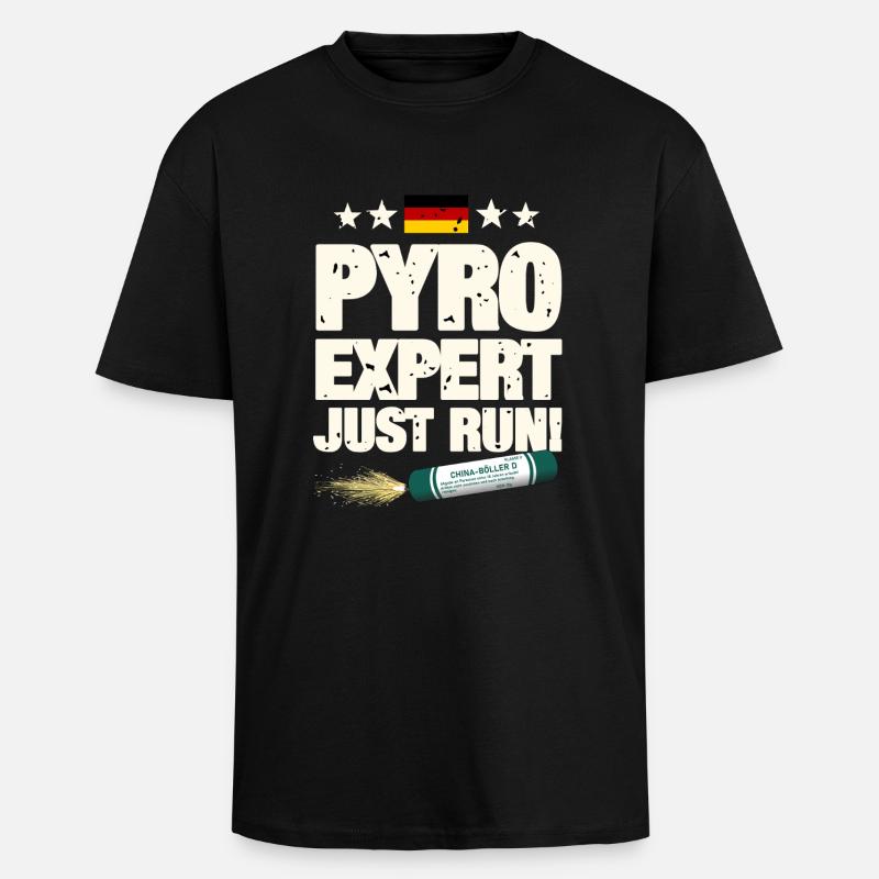 Pyro Expert - Oversized Heavyweight Unisex T-Shirt - Schwarz