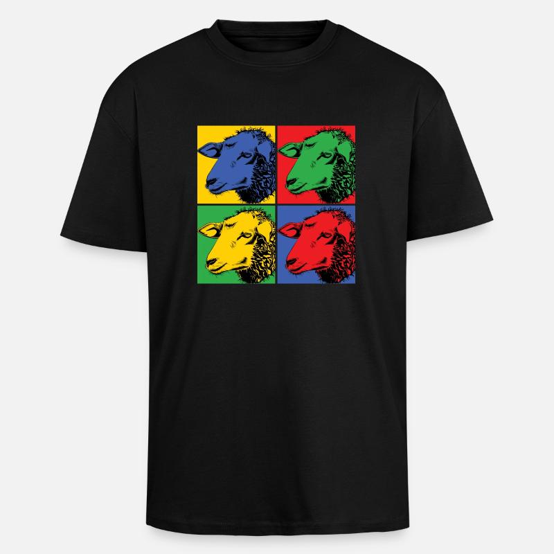 Schaf Sheep Pop-Art Design - Oversized Heavyweight Unisex T-Shirt - Schwarz