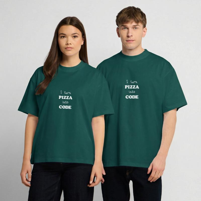Je tourne Pizza dans le code de script programmeur Conception T-shirt unisexe oversize épais