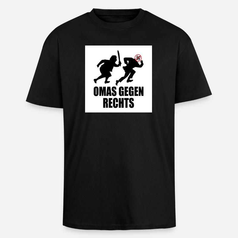 Omas gegen rechts - Oversized Heavyweight Unisex T-Shirt - Schwarz