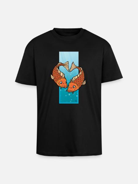 The Pisces-heart - Oversized Heavyweight Unisex T-Shirt - Schwarz