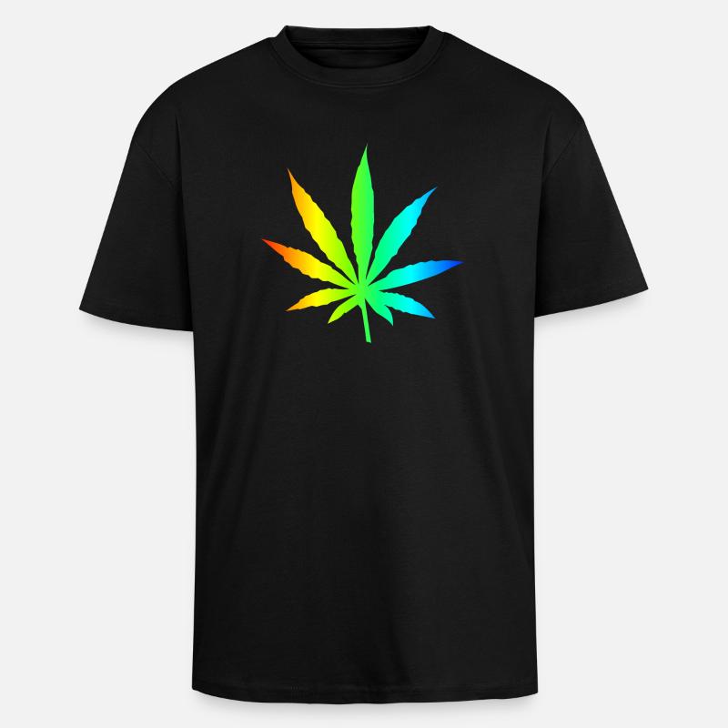 Marihuana-Blatt-Regenbogen - Oversized Heavyweight Unisex T-Shirt - Schwarz