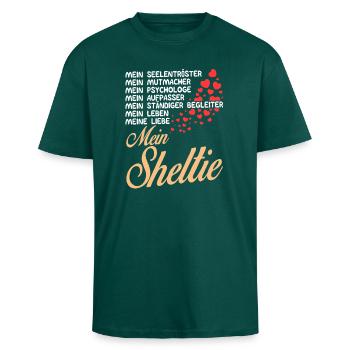 Sheltie - Mein - Oversized Heavyweight Unisex T-Shirt - hunter Green - Vorne - Alina (178cm) & Michal (187cm)