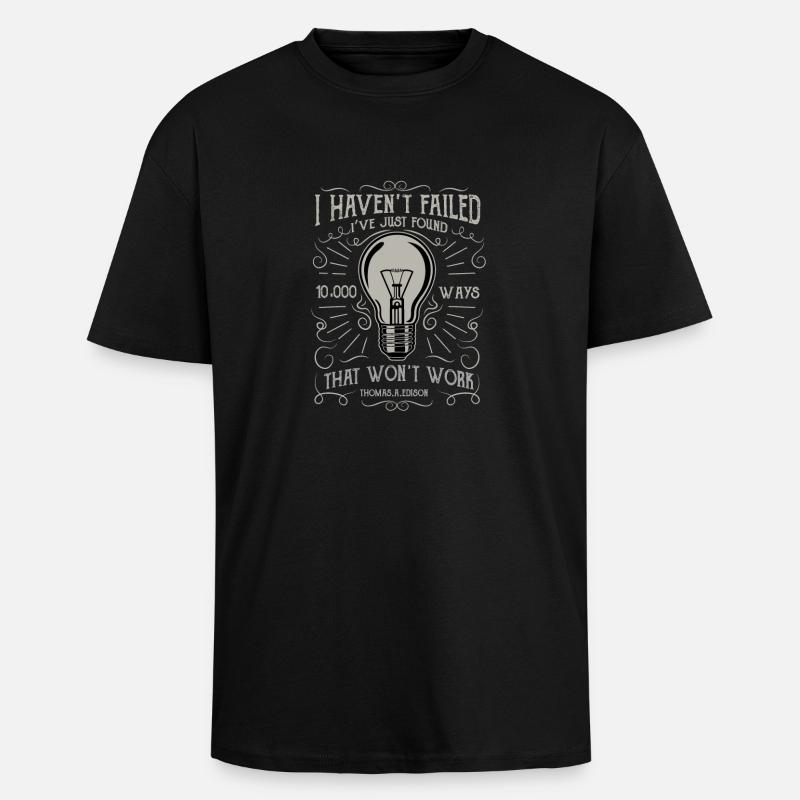 Thomas Edison's genial saying. - Unisex Oversized Heavyweight T-shirt - black