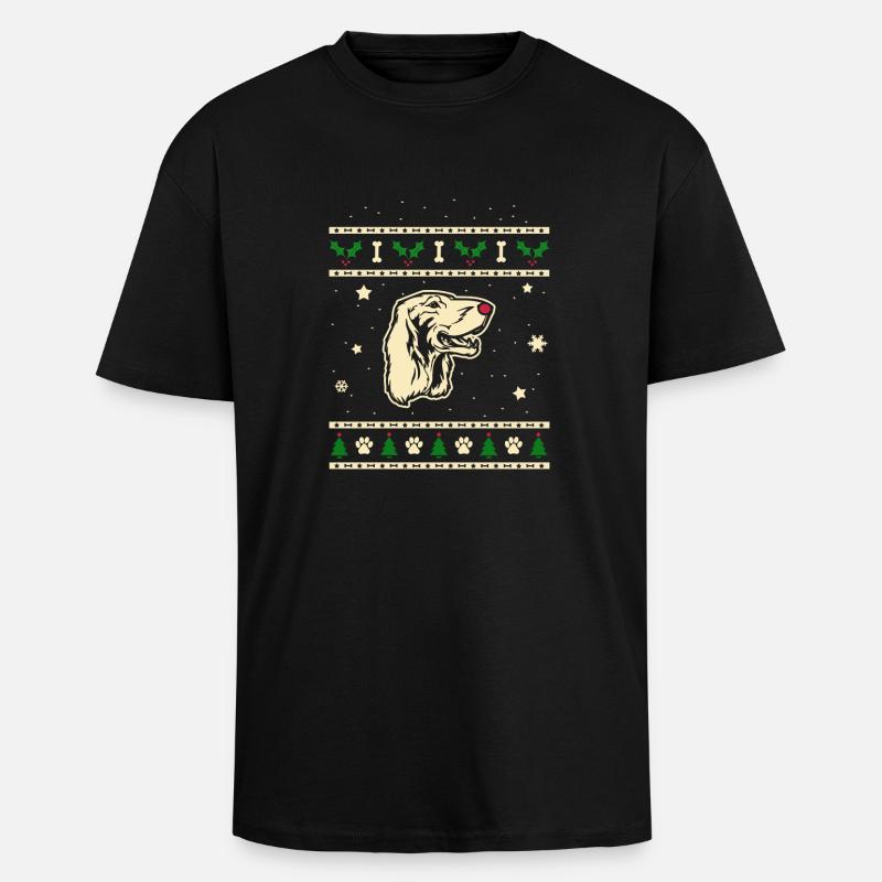Irish Setter Christmas Gift - Unisex Oversized Heavyweight T-shirt - black
