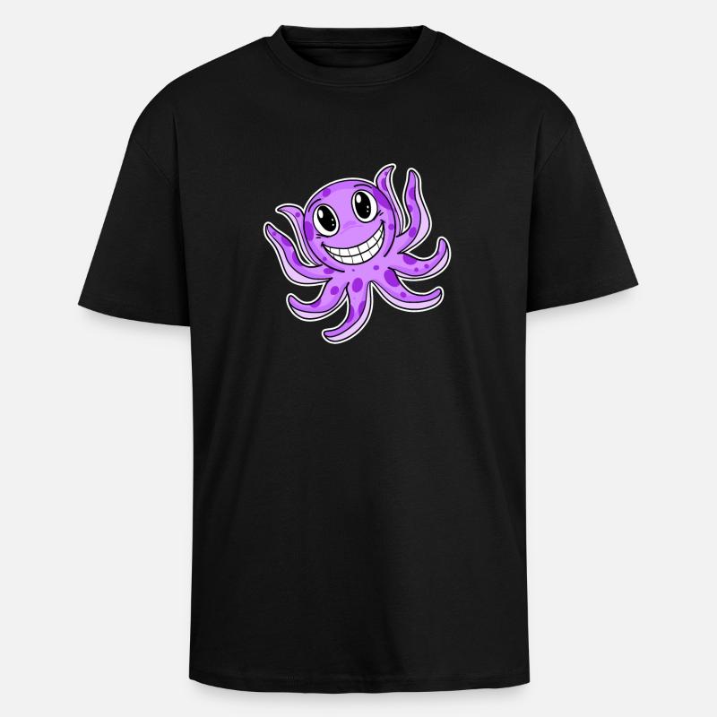 Octopus Squid - Unisex Oversized Heavyweight T-shirt - black