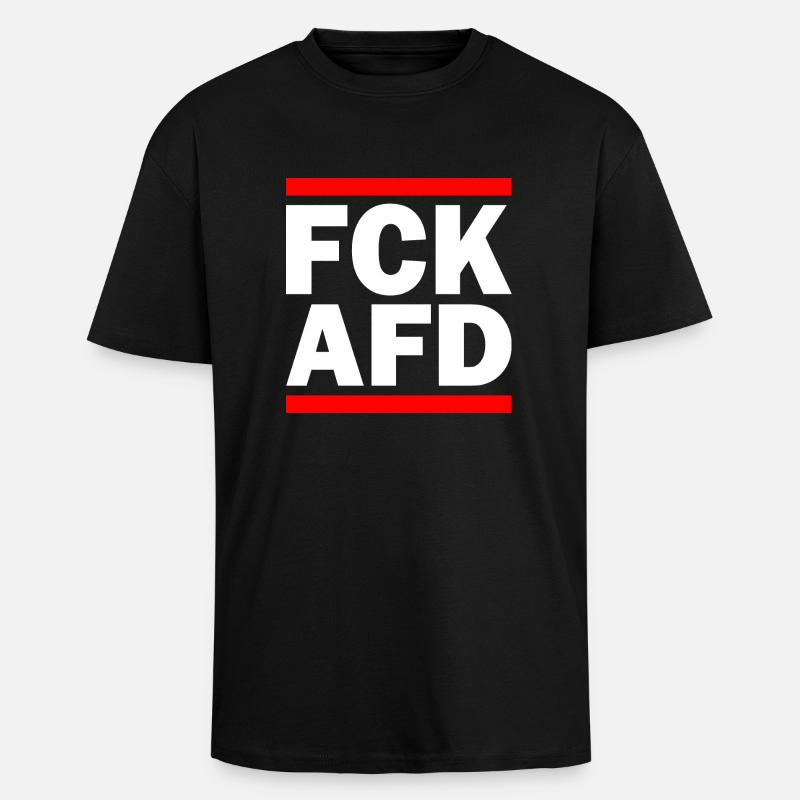 Fck afd - Oversized Heavyweight Unisex T-Shirt - Schwarz