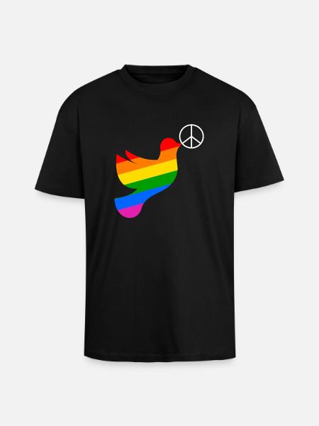Friedenstaube Regenbogenfahne Peace - Oversized Heavyweight Unisex T-Shirt - Schwarz