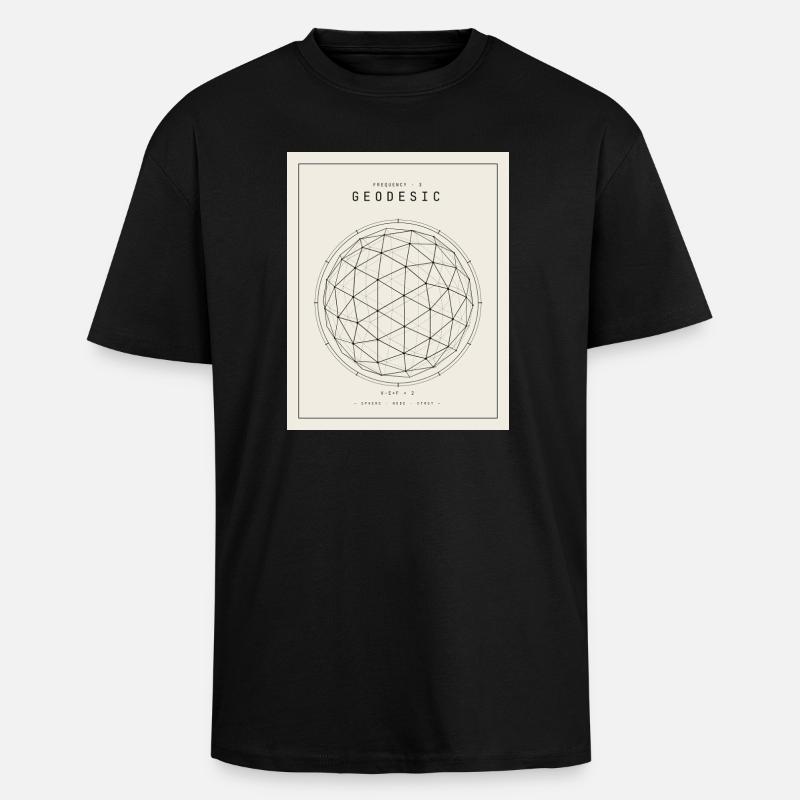 Geodesian Sphere Geometry Pattern - Unisex Oversized Heavyweight T-shirt - black