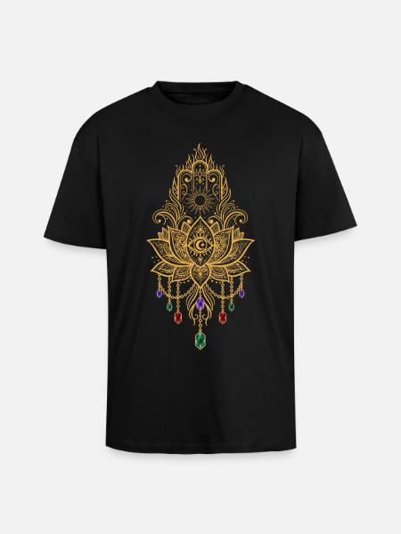 Spirituality Sacred Geometry Lotus Flower Zen - Unisex Oversized Heavyweight T-shirt - black
