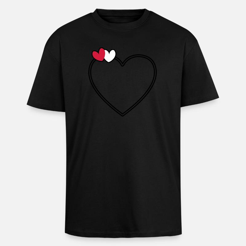 Coeur de 2 coeurs - T-shirt unisexe oversize épais - noir