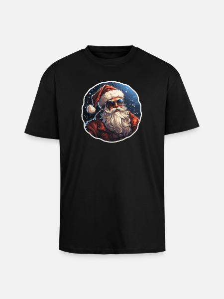 Santa Claus - illustration - Unisex Oversized Heavyweight T-shirt - black