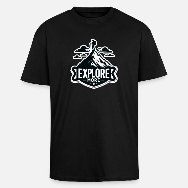 Explore more - Wanderer - Oversized Heavyweight Unisex T-Shirt - Schwarz