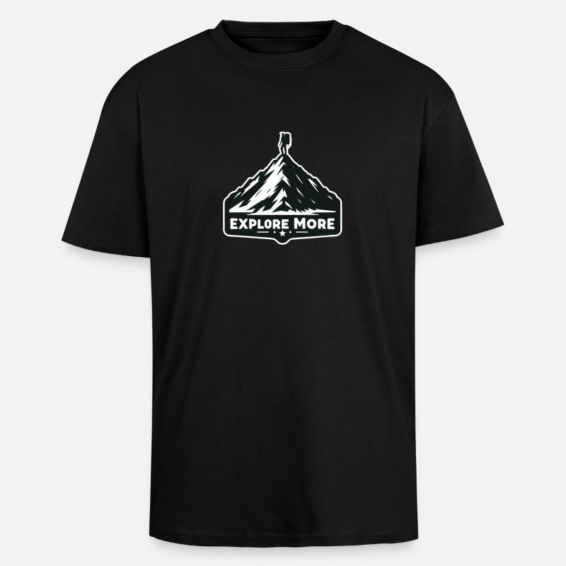 Explore more - Wanderer - Oversized Heavyweight Unisex T-Shirt - Schwarz