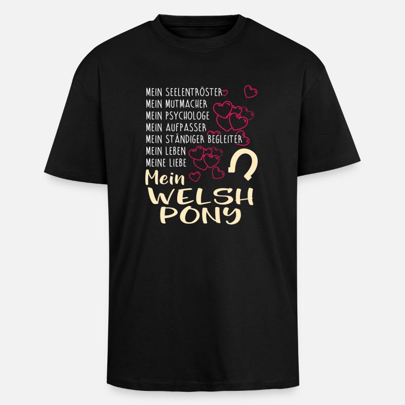WELSH-PONY -Katze - Oversized Heavyweight Unisex T-Shirt - Schwarz