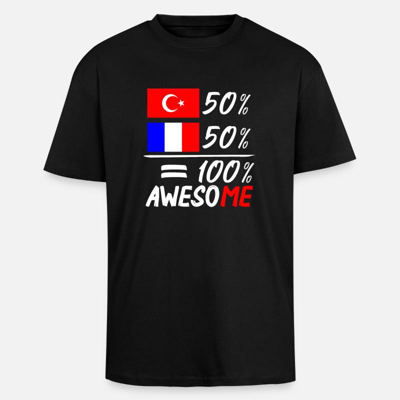 Moitié Français moitié Turc - Unisex Oversized Heavyweight T-shirt - black