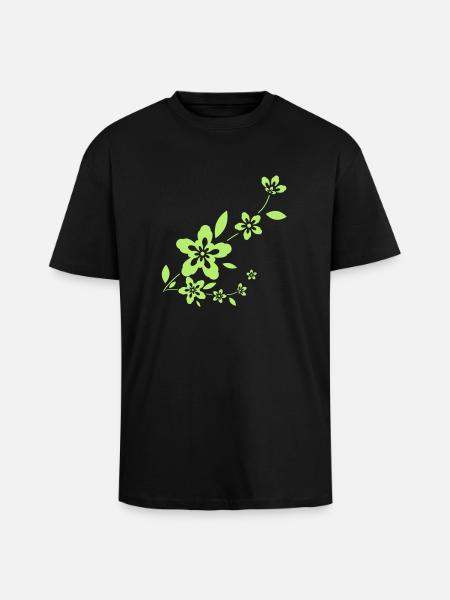 Blume - Oversized Heavyweight Unisex T-Shirt - Schwarz