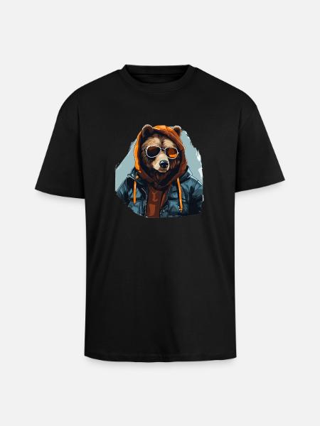 Street style bjørn | Bjørn elskere - Unisex oversized heavyweight t-shirt - sort