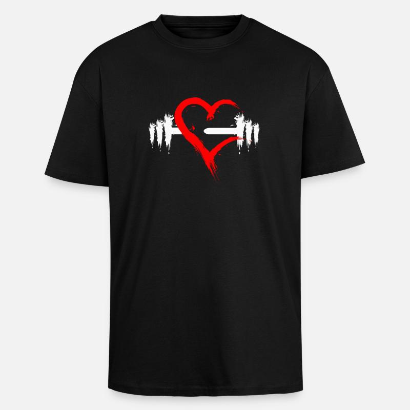 Hantel mit Herz - Oversized Heavyweight Unisex T-Shirt - Schwarz