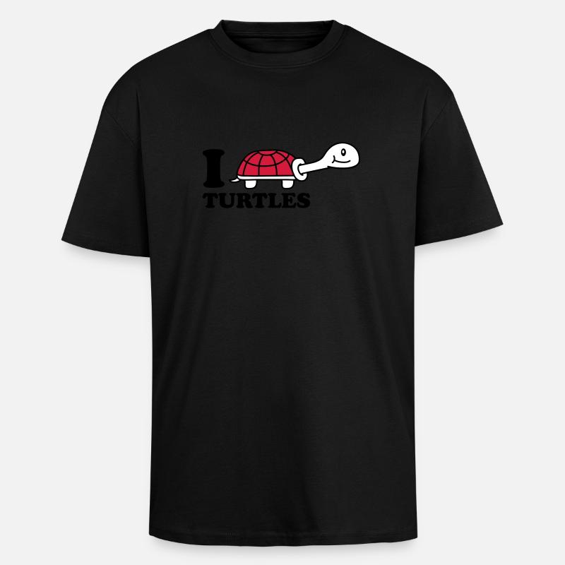 I Love Turtles - Oversized Heavyweight Unisex T-Shirt - Schwarz