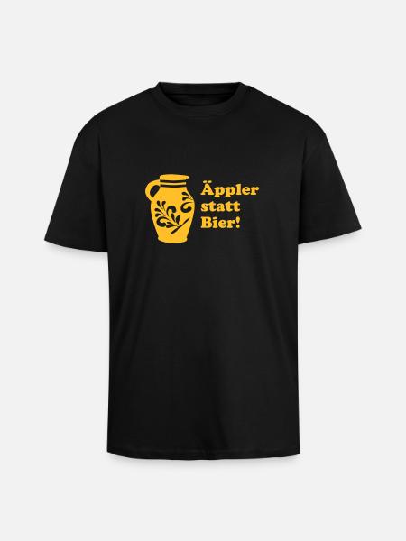 Bembel Äppler statt Bier - Oversized Heavyweight Unisex T-Shirt - Schwarz