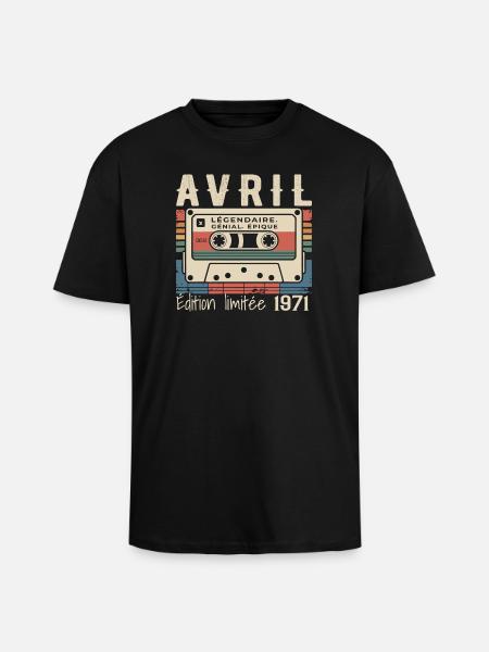 avril 1971 April 1971  - T-shirt unisexe oversize épais - noir