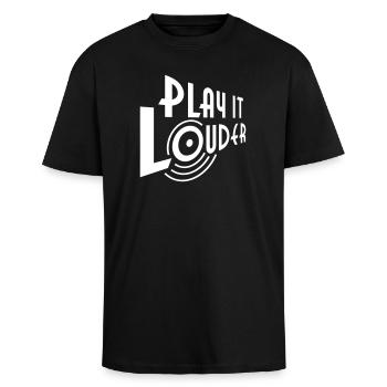 PLAY IT LOUDER - Unisex Oversized Heavyweight T-shirt - black - Front - Alina (178cm) & Michal (187cm)