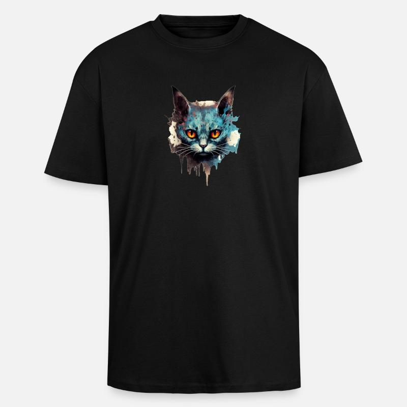 Cat - Unisex Oversized Heavyweight T-shirt - black
