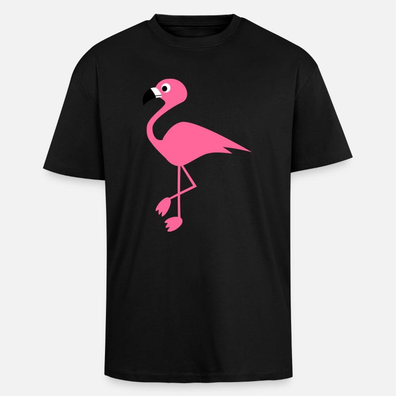 Flamingo - Oversized Heavyweight Unisex T-Shirt - Schwarz