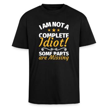 Idiot Depp dumm lustiger Spruch - Oversized Heavyweight Unisex T-Shirt - Schwarz - Vorne - Alina (178cm) & Michal (187cm)