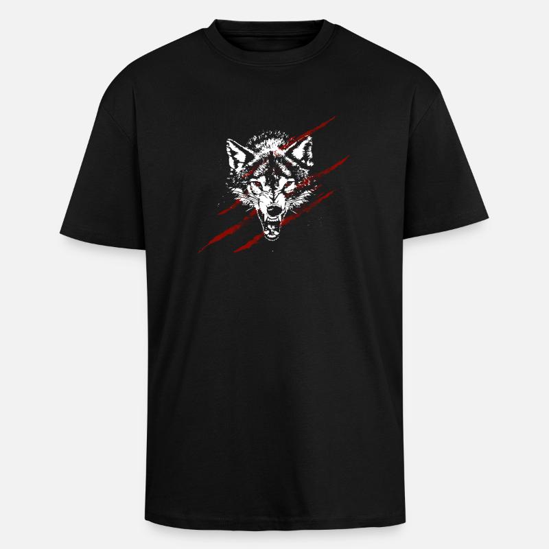Angry wolf - Oversized Heavyweight Unisex T-Shirt - Schwarz