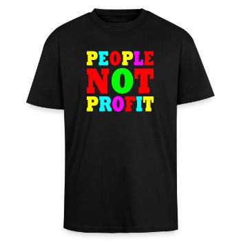 People not profit - T-shirt unisexe oversize épais - noir - Devant - Alina (178cm) & Michal (187cm)