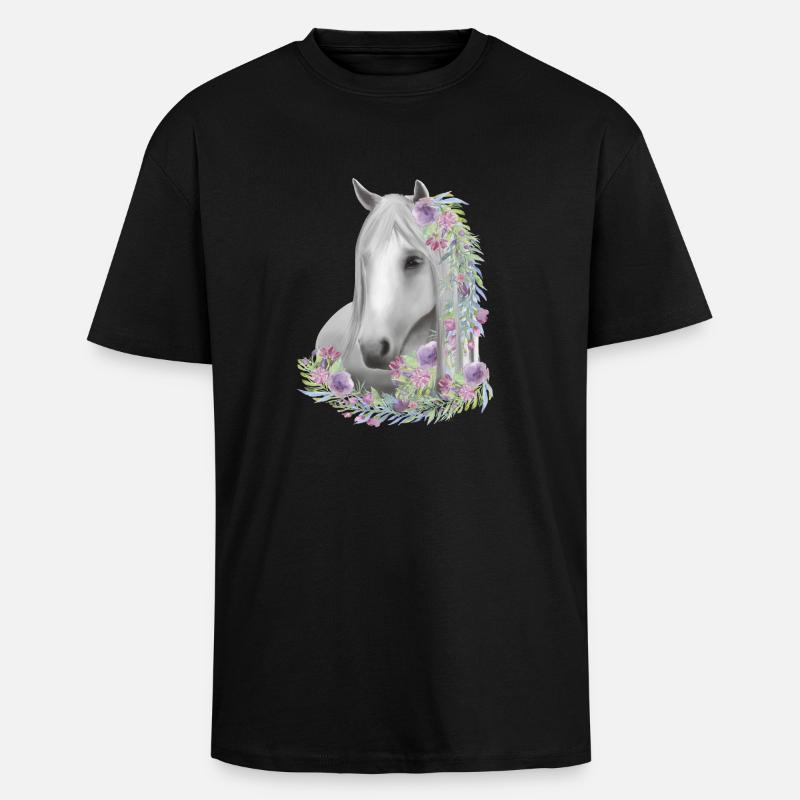 Reiten Pferde Mädchen - Oversized Heavyweight Unisex T-Shirt - Schwarz