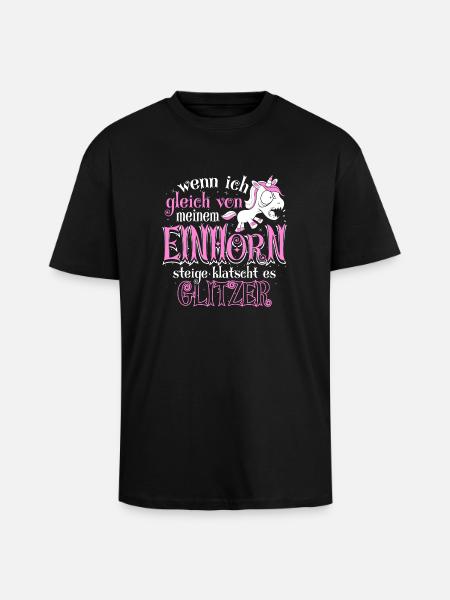 Einhorn Glitzer - Oversized Heavyweight Unisex T-Shirt - Schwarz