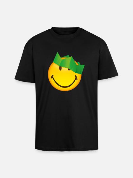 Smiley Green Crown - Unisex Oversized Heavyweight T-shirt - black