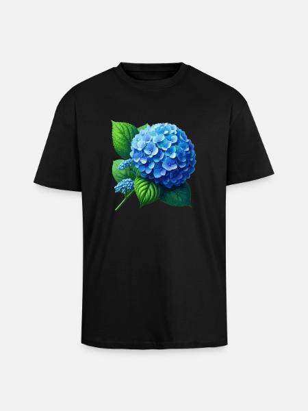 Hydrangea blue - Unisex Oversized Heavyweight T-shirt - black