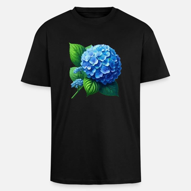 Hydrangea blue - Unisex Oversized Heavyweight T-shirt - black