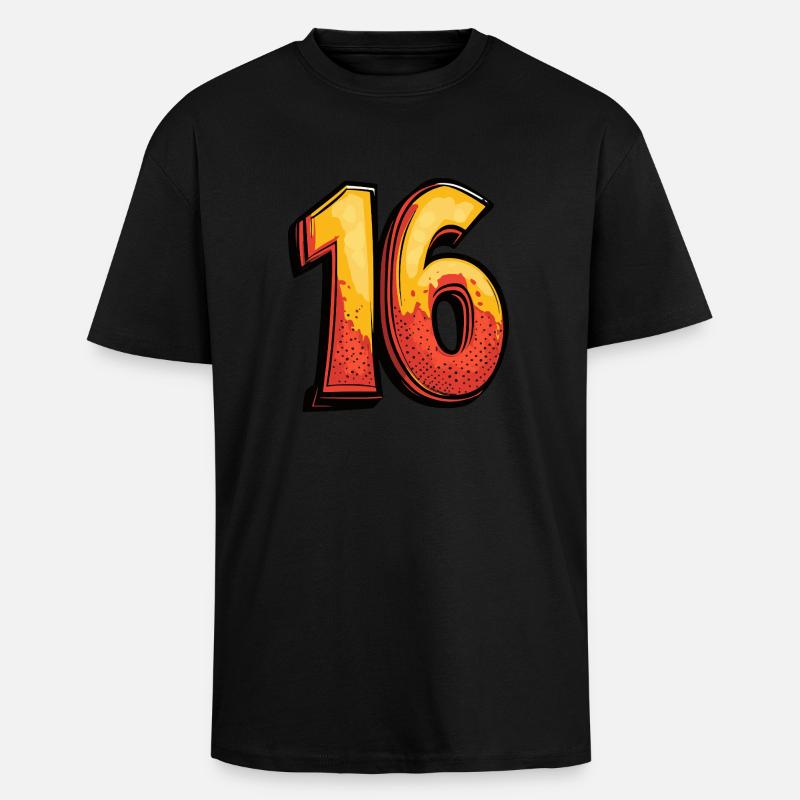 Bande dessinée à 16 chiffres - T-shirt unisexe oversize épais - noir