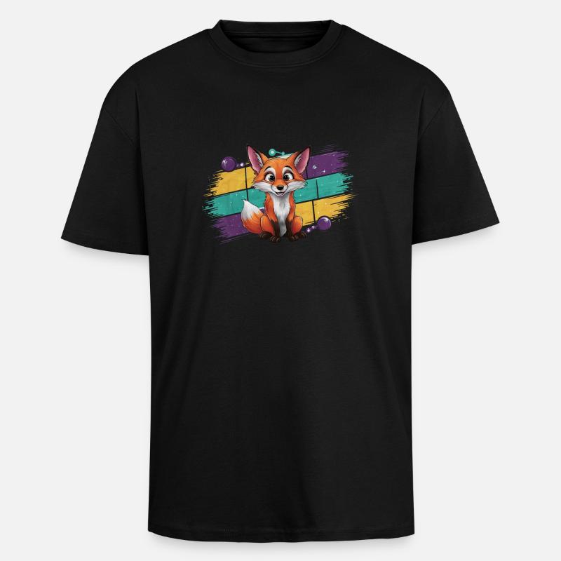 Fuchs - Illustration - Oversized Heavyweight Unisex T-Shirt - Schwarz