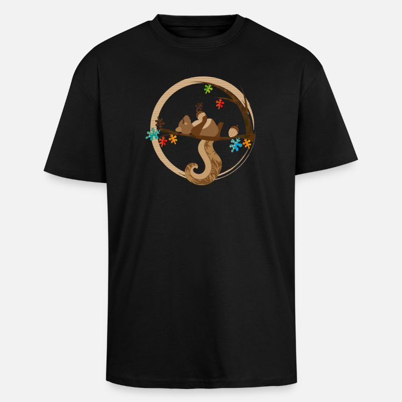 A squirrel is sleeping - Unisex Oversized Heavyweight T-shirt - black