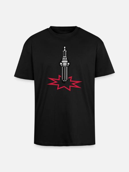 A spark plug with spark - Unisex Oversized Heavyweight T-shirt - black