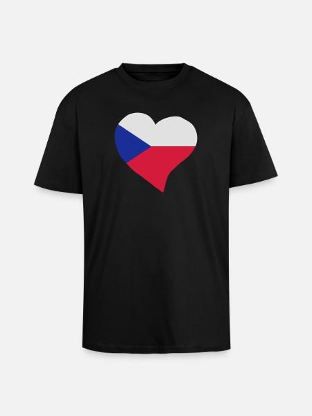 Czech heart - Unisex Oversized Heavyweight T-shirt - black