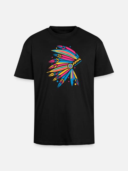 Coiffe amérindienne - T-shirt unisexe oversize épais - noir