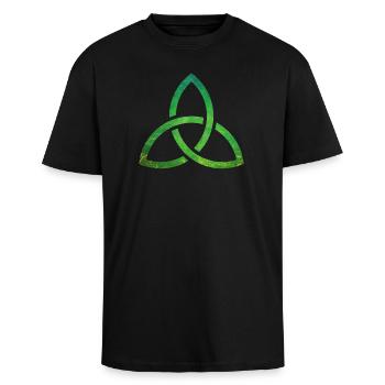 Celtic Knot - Oversized Heavyweight Unisex T-Shirt - Schwarz - Vorne - Alina (178cm) & Michal (187cm)