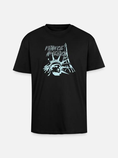 Fusion FranceAmerica - T-shirt unisexe oversize épais - noir
